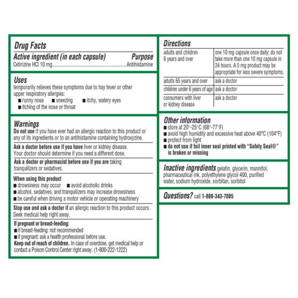 Zyrtec 24 Hour Allergy Relief Antihistamine Cetirizine HCl 10 mg, 65 Liquid Gels