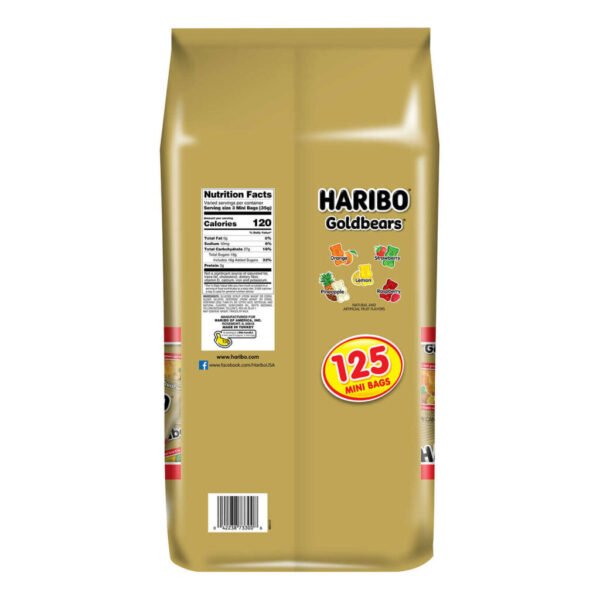 Haribo Goldbears Gummi Candy, Mini Bags, 0.4 oz, 125-count